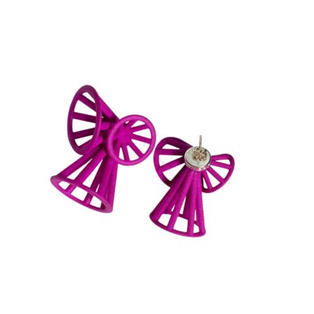 Fuschia Three Cone Bow Post Earrings