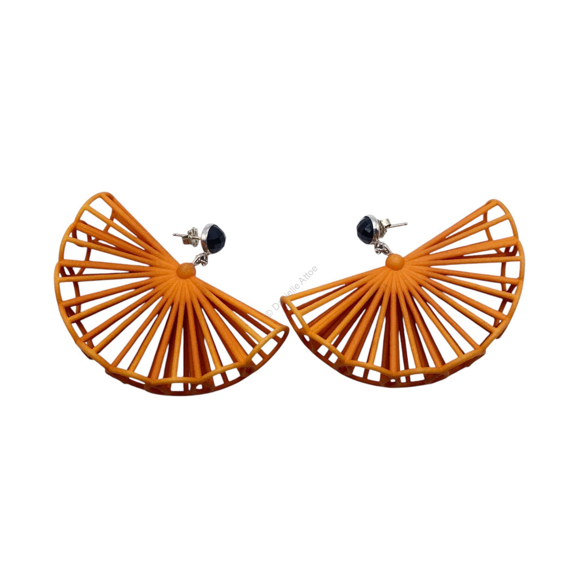 Marco Gold and Black Onyx Cone Fan Post Earrings