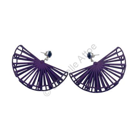 Purple and Black Onyx Cone Fan Post Earrings